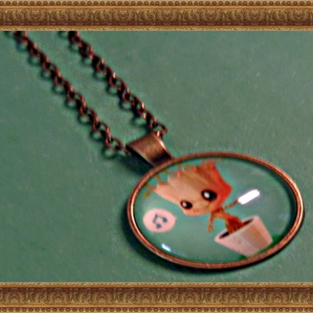 Antique Baby Groot Inspired Design Necklace